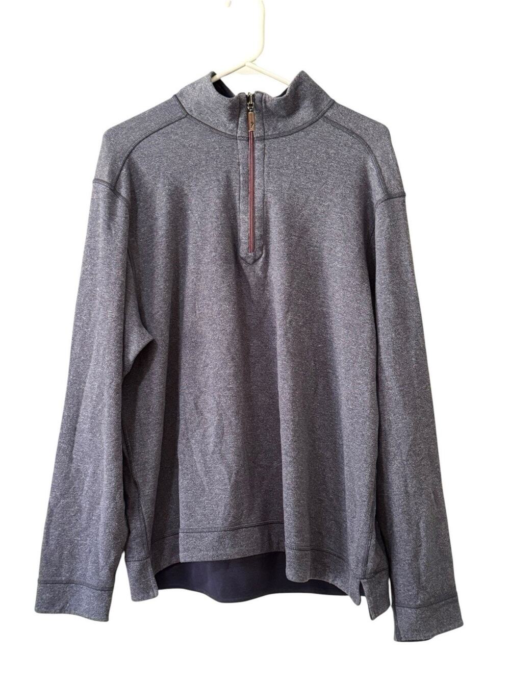 Tommy Bahama Pullover Men Size Large 1/4 Zip Reversible Sweatshirt Cotton Blend